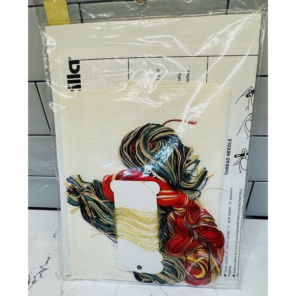 Vtg Bucilla Counted Cross Stitch Kit Festive Noel 8x20 Christmas Tree Santa - Picture 8 of 11